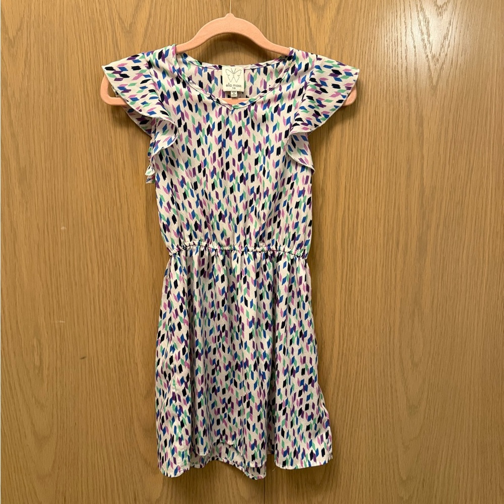 Ella Moss White Dress with Blue, Purple & Teal Print